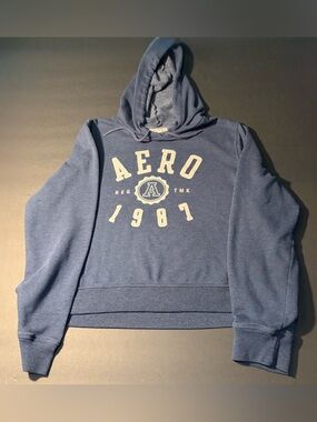 Aeropostale AERO 1987 Hoodie Blue Pullover Youth XL Cozy Graphic